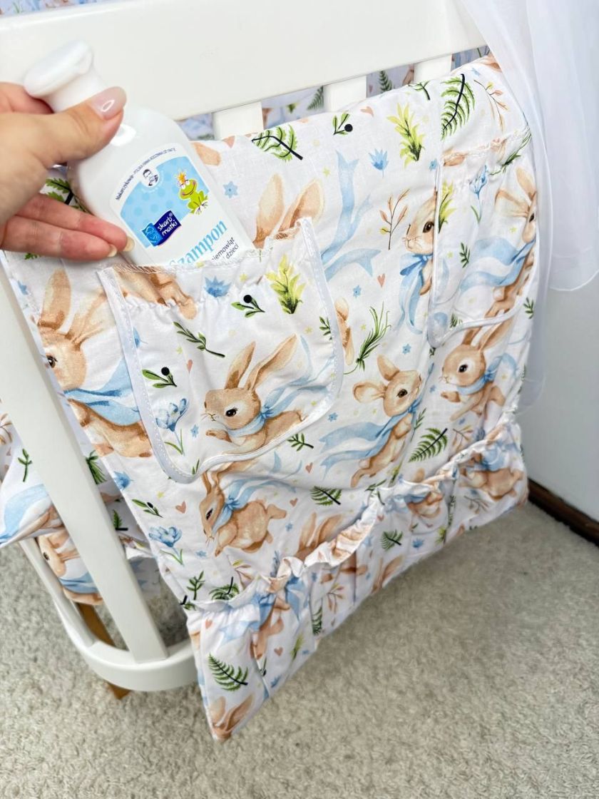 ❤ Набір у ліжко 9в1 суцільні. Принт - Зайченя з блакитним бантом на білому (#32469571) ✓ Anna Konvert