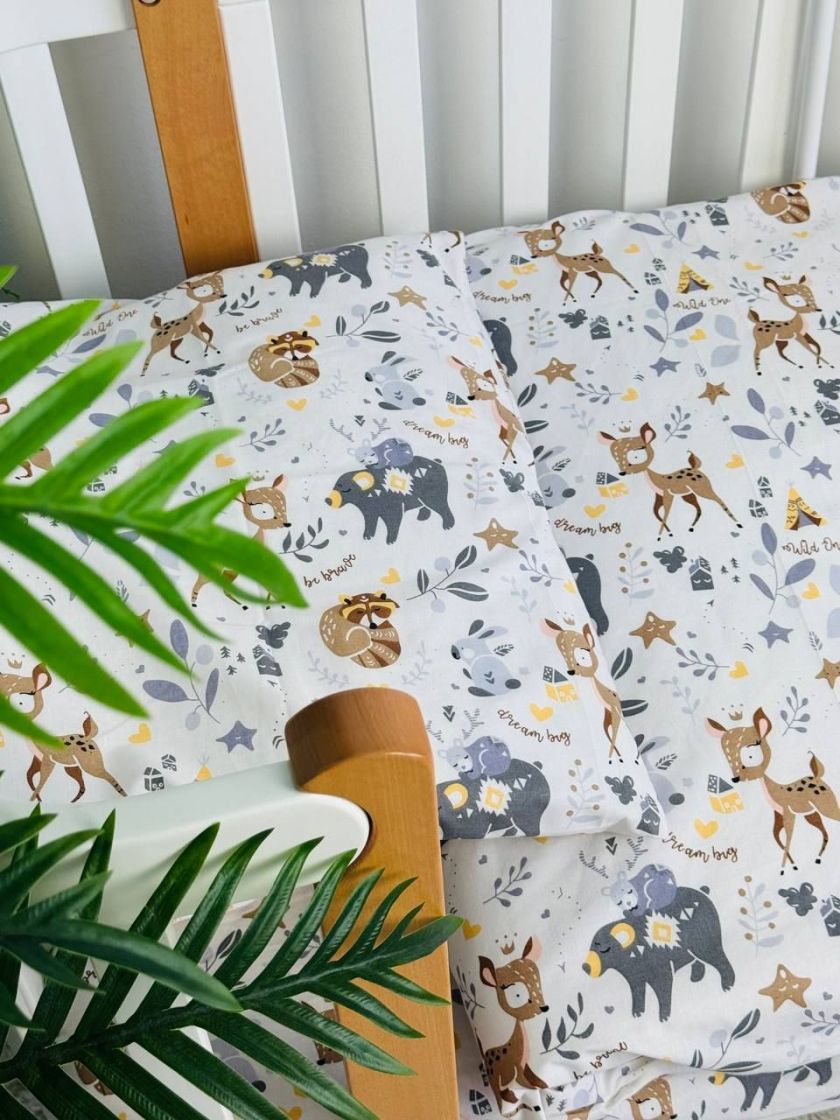 ❤ Змінна дитяча постіль, розмір підковдри 140 см на 110 см. Принт - Єнот, бембі, зайка (#17100301) ✓ Anna Konvert