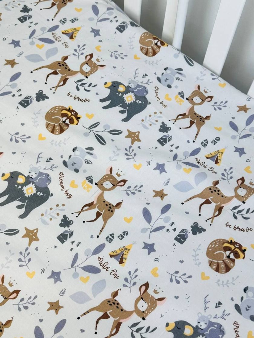 ❤ Змінна дитяча постіль, розмір підковдри 140 см на 110 см. Принт - Єнот, бембі, зайка (#17100301) ✓ Anna Konvert