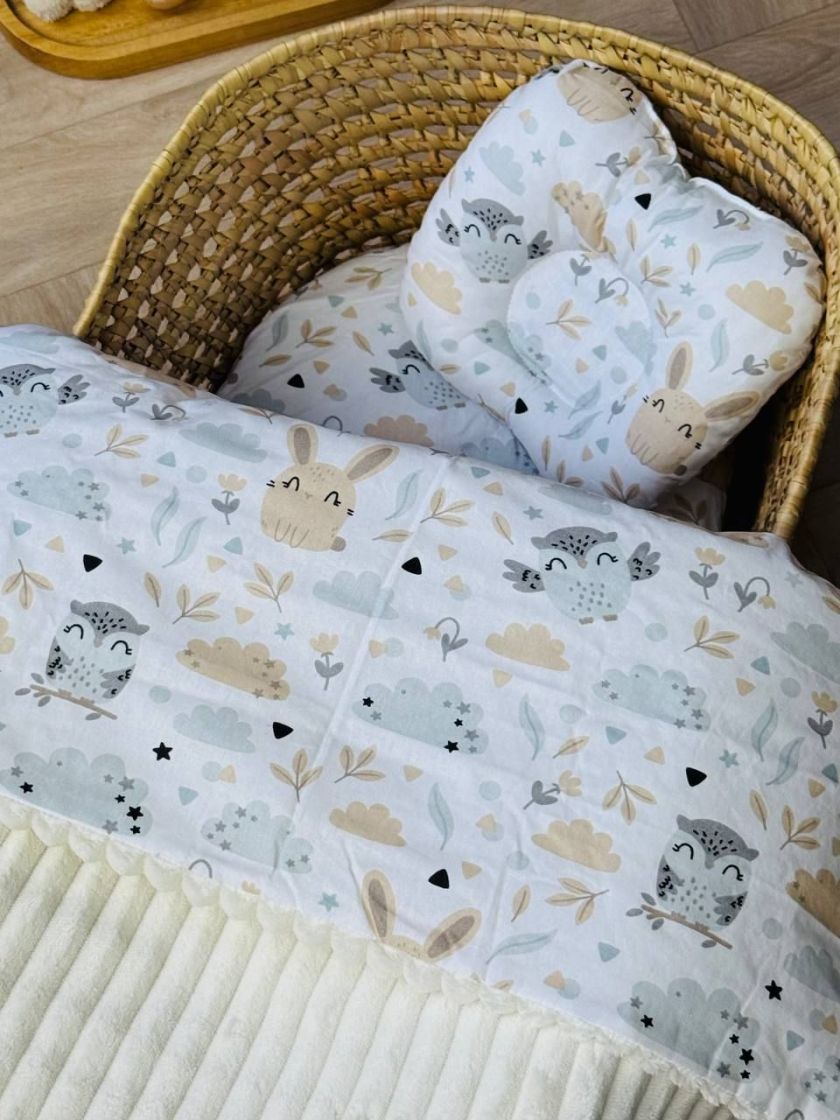 ❤ Набір у візочок, простирадло непромакаюче, плед на змійці. Принт - Молочний плюш шарпей, совушки (#50760721) ✓ Anna Konvert