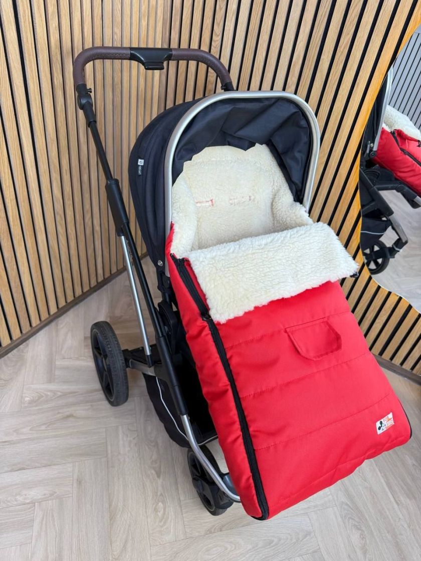 ❤ Зимовий конверт у прогулянковий візочок, люльку, з бахілами Mini ForKids, 70% вовни, Червоний, 0-2 років (#434647) ✓ Anna Konv
