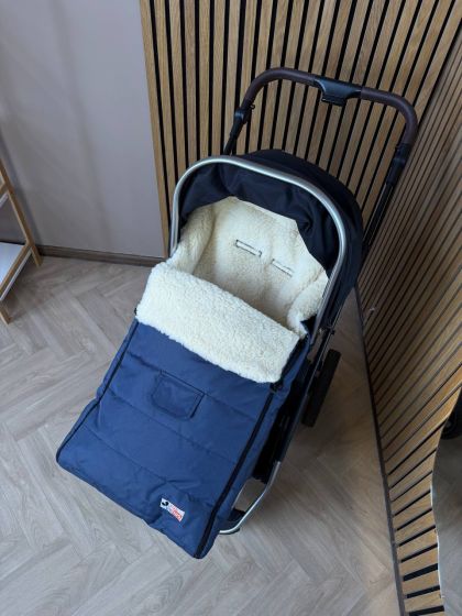 ❤ Зимовий конверт у прогулянковий візочок, люльку, з бахілами Mini ForKids, 70% вовни, Синій, 0-2 років (#0390) ✓ Anna Konvert 2