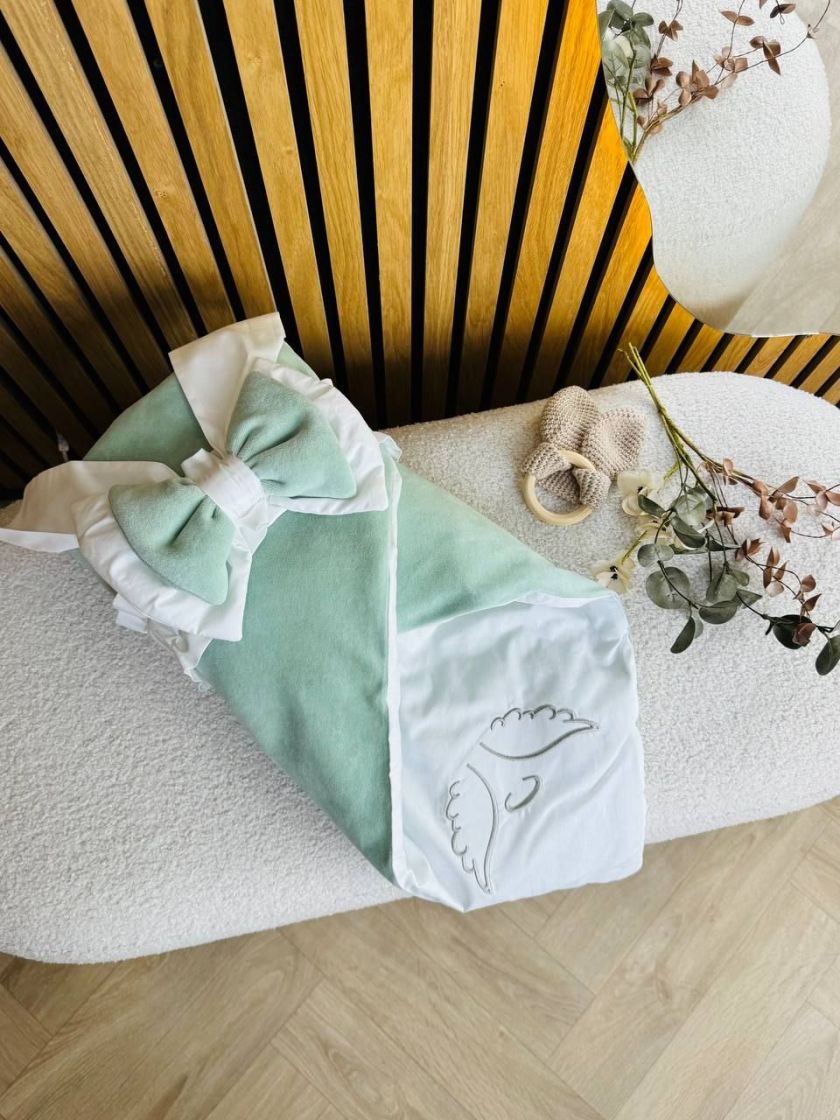 ❤ Конверт демісезонний велюр "Янголятко". Колір - М'ята (#72110204) ✓ Anna Konvert