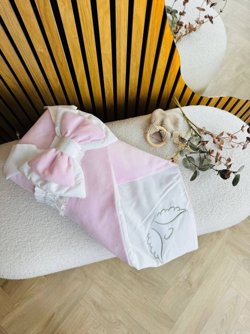 ❤ Конверт демісезонний велюр "Янголятко". Колір - Рожевий (#92113232) ✓ Anna Konvert