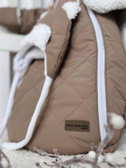 ❤ Зимовий комбінезон-кокон, мішечком, з шапочкою 0-6 міс. Колір - Бежевий (#64641636) ✓ Anna Konvert 2