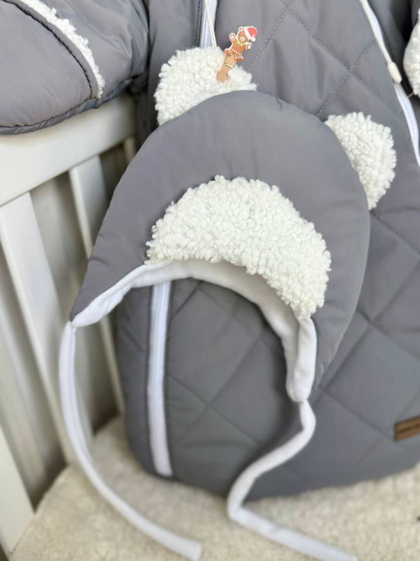 ❤ Зимовий комбінезон-кокон, мішечком, з шапочкою 0-6 міс. Колір - Сірий (#87449435) ✓ Anna Konvert