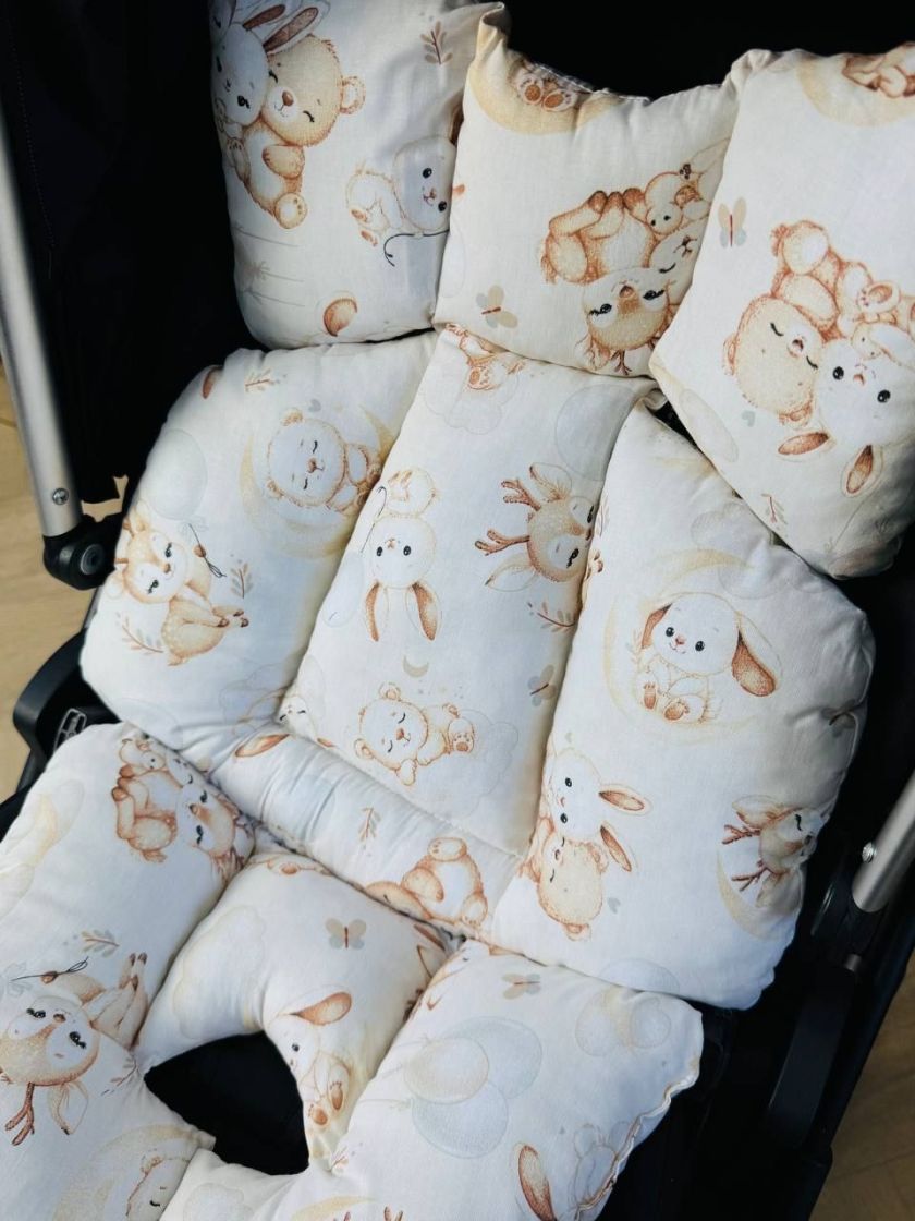 ❤ Матрасик у прогулянку 3в1. Принт - Милі звірі на місяці на білому (#86735496) ✓ Anna Konvert