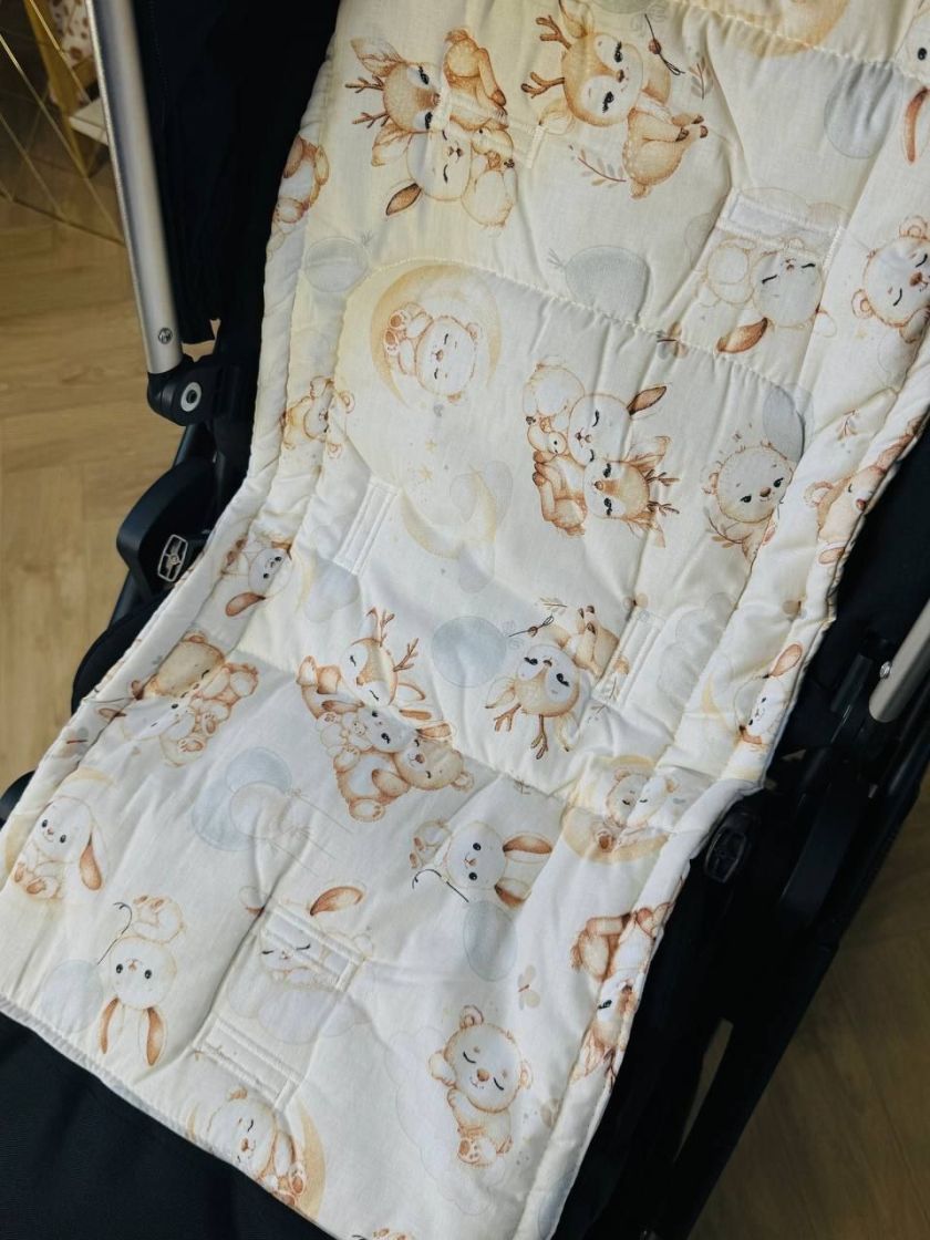 ❤ Матрасик у прогулянку з захистом. Принт - Милі звірі на місяці на білому (#26151462) ✓ Anna Konvert