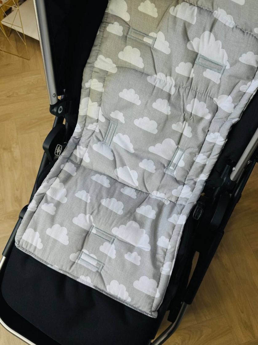 ❤ Матрасик у прогулянку з захистом. Принт - Хмарки білі на сірому (#25797948) ✓ Anna Konvert