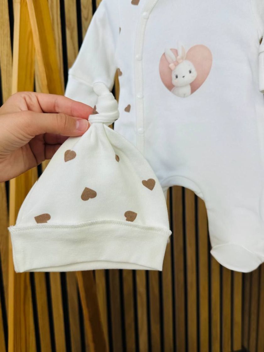 ❤ Чоловічок з шапочкою Smile. Принт - Зайчик з бантиком, в сердечку. Розмір - 62 (#23160858) ✓ Anna Konvert