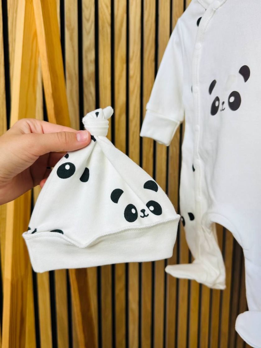 ❤ Чоловічок з шапочкою Smile. Принт - Панди контур. Розмір - 56 (#11581057) ✓ Anna Konvert