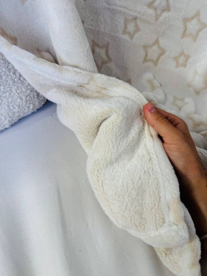 ❤ Плед велсофт, 85*80 см. Колір - Бежевий в зірочки (#523645) ✓ Anna Konvert 2