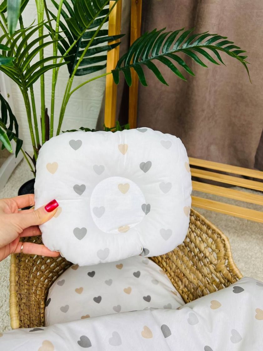 ❤ Набір у візочок, простирадло непромакаюче, плед на змійці. Принт - Бежевий плюш шарпей, серця бежеві (#8358181) ✓ Anna Konvert