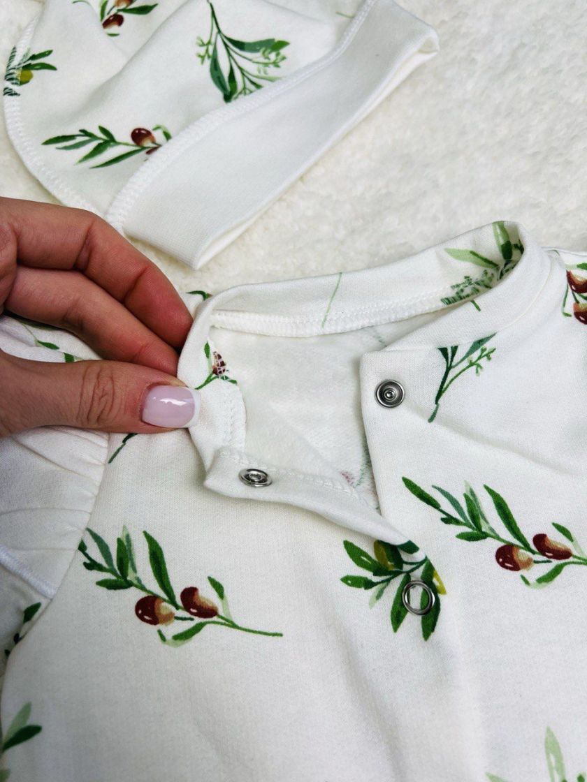 ❤ Чоловічок з шапочкою "Метелик", байка, 56р. БО. Принт - Зелені оливки. Розмір - 56см (#8413771) ✓ Anna Konvert