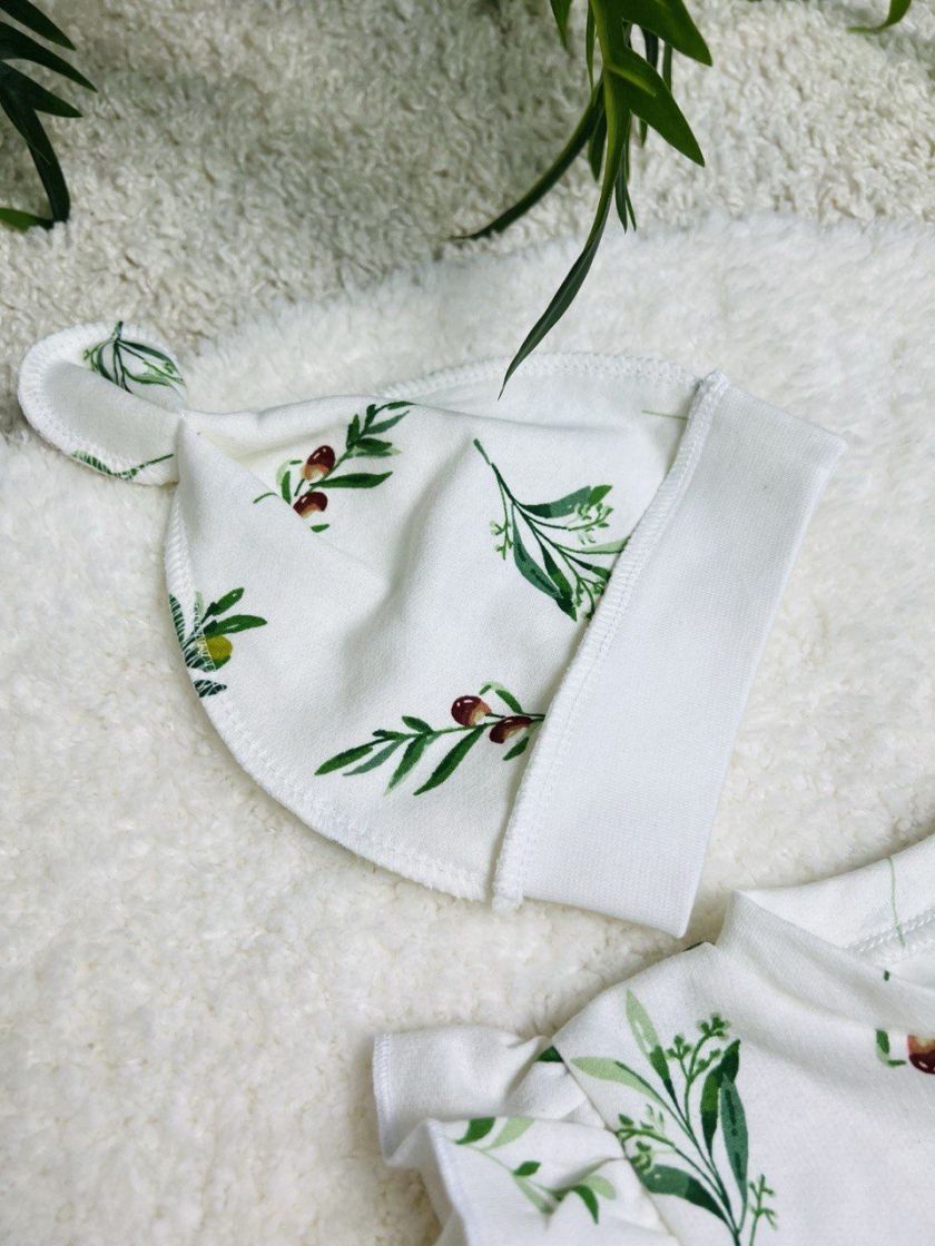 ❤ Чоловічок з шапочкою "Метелик", байка, 56р. БО. Принт - Зелені оливки. Розмір - 56см (#8413771) ✓ Anna Konvert