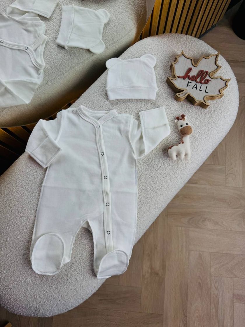 ❤ Чоловічок з шапочкою "Метелик", байка, 56р. БО. Принт - Однотонний молочний. Розмір - 56см (#96004488) ✓ Anna Konvert