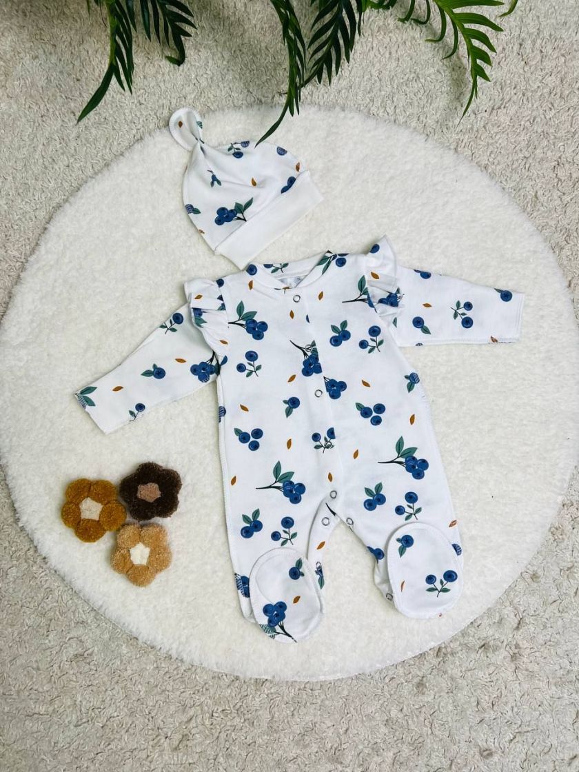 ❤ Чоловічок з шапочкою "Метелик", байка, 56р. БО. Принт - Лохина на гілочці. Розмір - 56см (#130-02-15) ✓ Anna Konvert