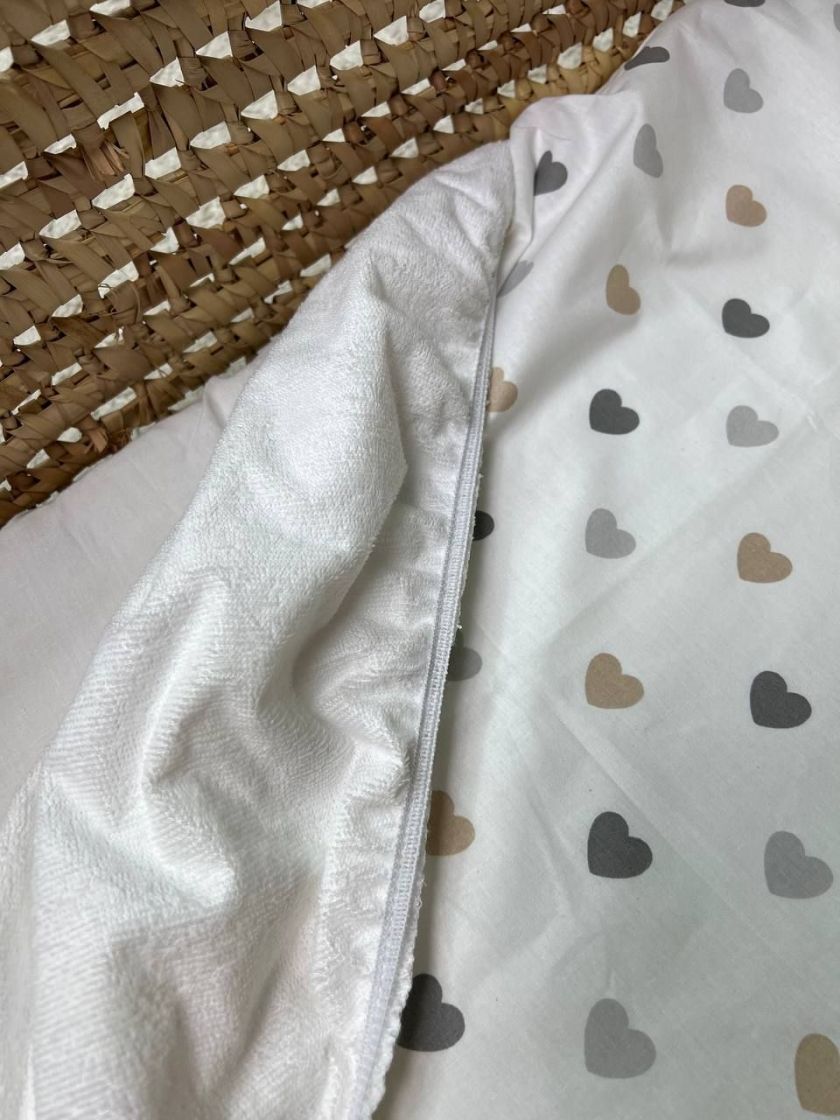❤ Набір у візочок, простирадло непромакаюче, плед на змійці. Принт - Бежевий плюш шарпей, серця бежеві (#8358181) ✓ Anna Konvert