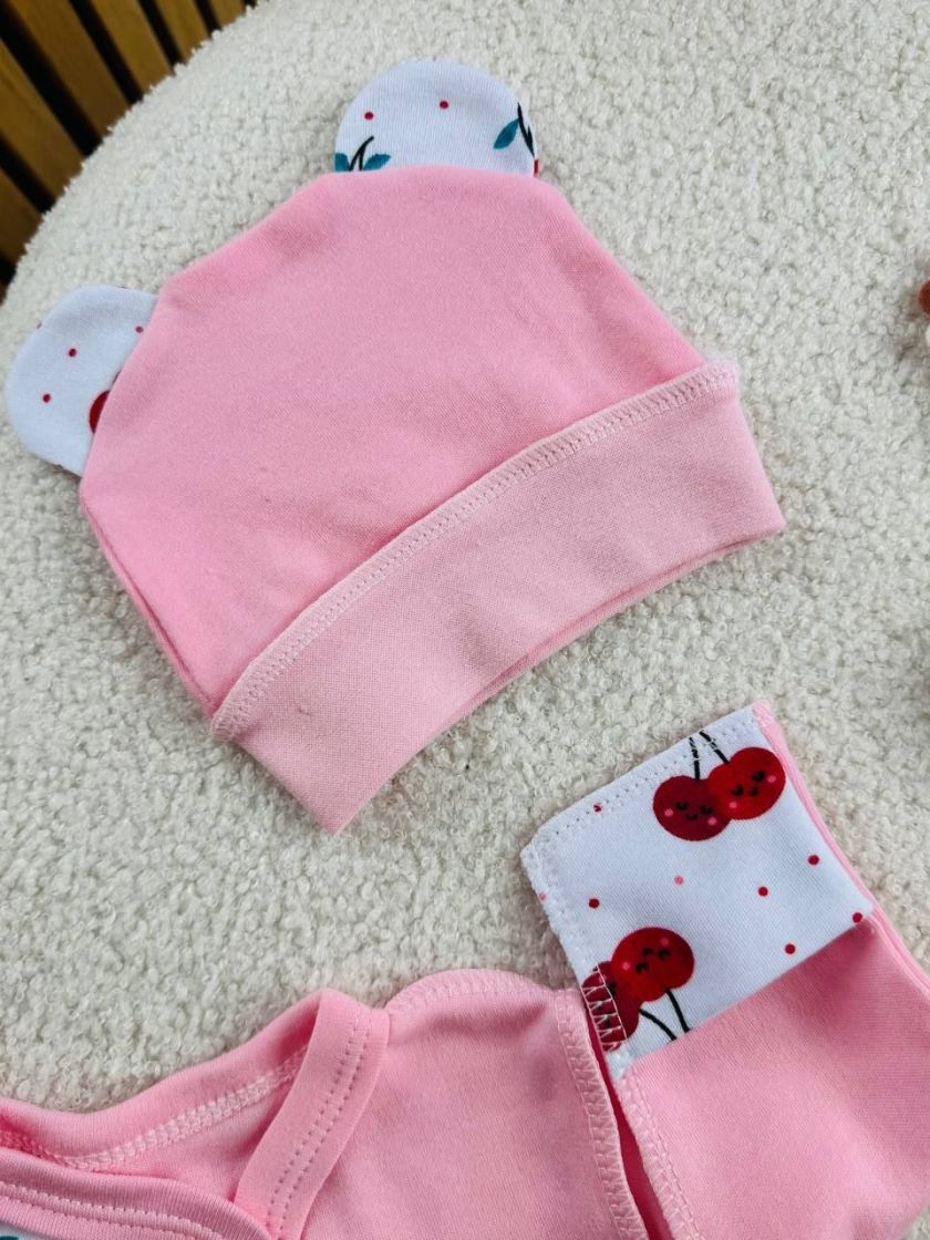 ❤ Чоловічок з шапочкою інтерлок, Баранчик БО. Принт - Вишеньки. Розмір - 56 (#10297806) ✓ Anna Konvert