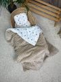 ❤ Набір у візочок, простирадло непромакаюче, плед на змійці. Принт - Бежевий плюш шарпей, серця бежеві (#8358181) ✓ Anna Konvert