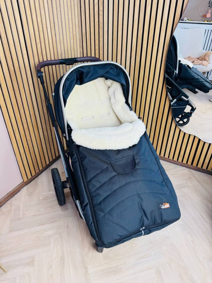 ❤ Зимовий конверт у прогулянковий візочок, санчата Maxi ForKids, 70% вовни, Чорний, 1-3,5 років (#0386) ✓ Anna Konvert