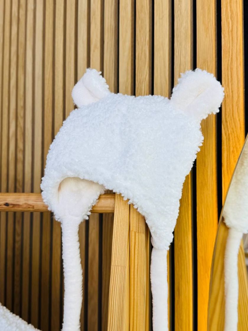 ❤ Зимовий комбінезон з шапочкою барашек, 0-3 міс. Колір - Молочний (#0046) ✓ Anna Konvert