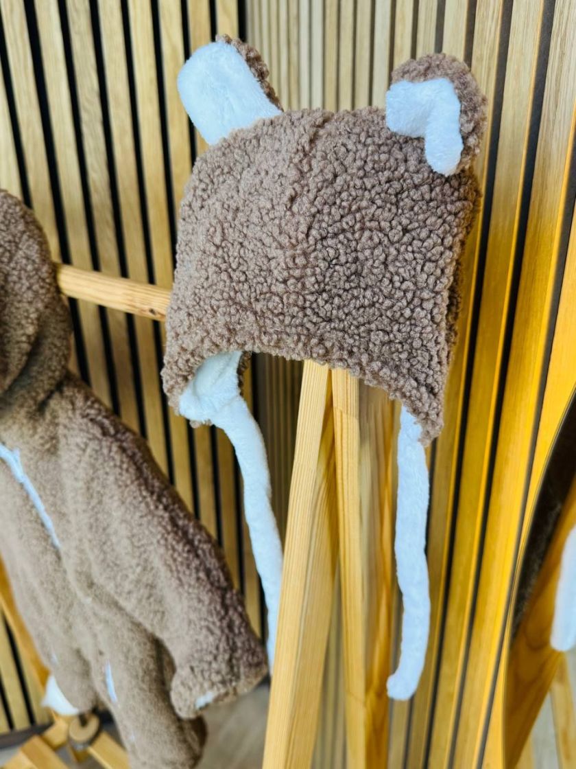 ❤ Зимовий комбінезон з шапочкою барашек, 0-3 міс. Колір - Гіркий шоколад (#12283931) ✓ Anna Konvert