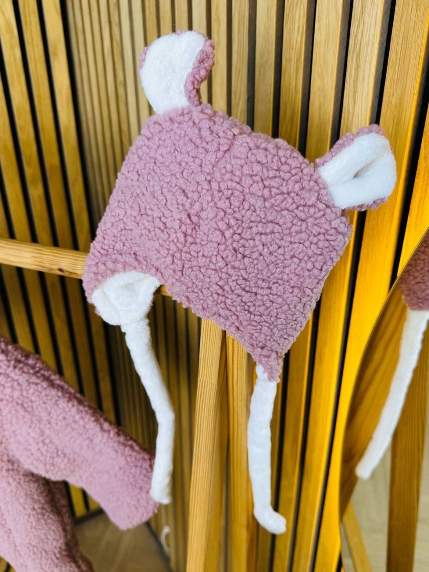 ❤ Зимовий комбінезон з шапочкою барашек, 0-3 міс. Колір - Пильна троянда (#15122233) ✓ Anna Konvert