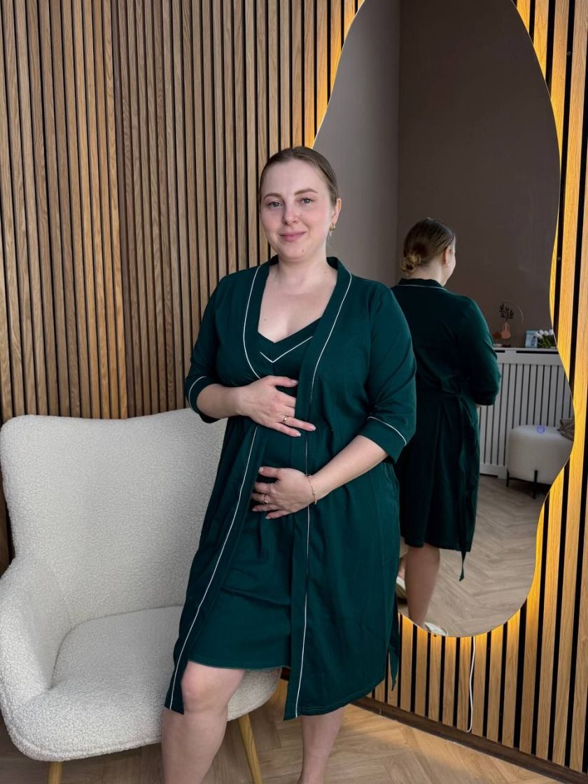 ❤ Комплет сорочка та халат для годування "Кант". Колір - Ізумруд. Розмір - 44-46 (#59866201) ✓ Anna Konvert