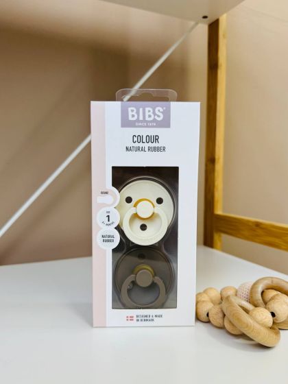 ❤ Соска пустушка BIBS Colour Latex Round (кругла). Колір - Ivory/Dark Oak. Розмір - 0-6 міс (#93315798) ✓ Anna Konvert