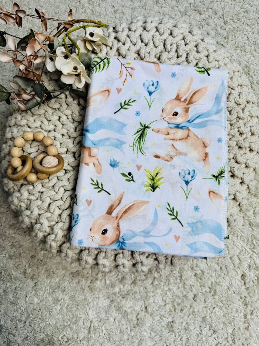 ❤ Пелюшки бавовняні. Принт - Зайченя з блакитним бантом на білому. (#12738735) ✓ Anna Konvert