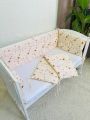 ❤ Бортики-суцільні на 4 боки ліжка, на завʼязках. Принт - Зірки різні на бежевому (#92050328) ✓ Anna Konvert