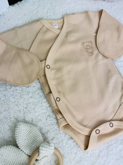 ❤ Комплект 3ка з боді, байка 56р. Принт - Вишитий ведмедик "Бежевий" (#42431217) ✓ Anna Konvert 2