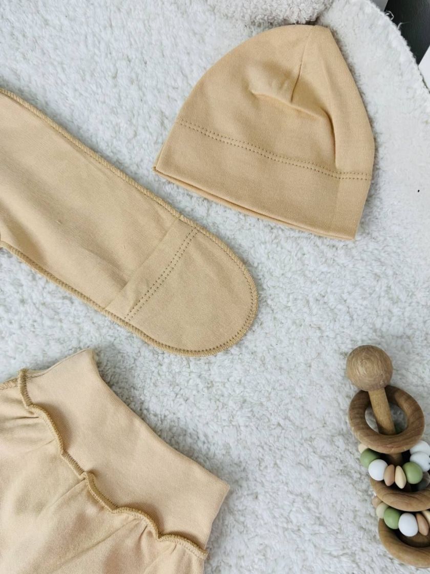 ❤ Комплект 3ка з боді, байка 56р. Принт - Вишитий ведмедик "Бежевий" (#42431217) ✓ Anna Konvert