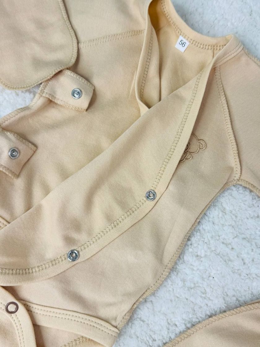 ❤ Комплект 3ка з боді, байка 56р. Принт - Вишитий ведмедик "Бежевий" (#42431217) ✓ Anna Konvert