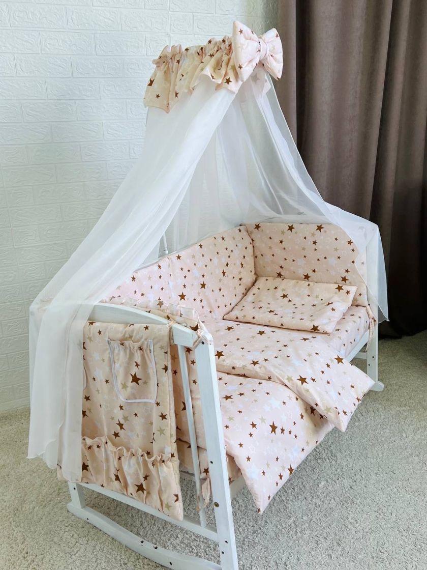 ❤ Набір у ліжко 9в1 суцільні. Принт - Зірки бежеві на бежевому (#46045016) ✓ Anna Konvert