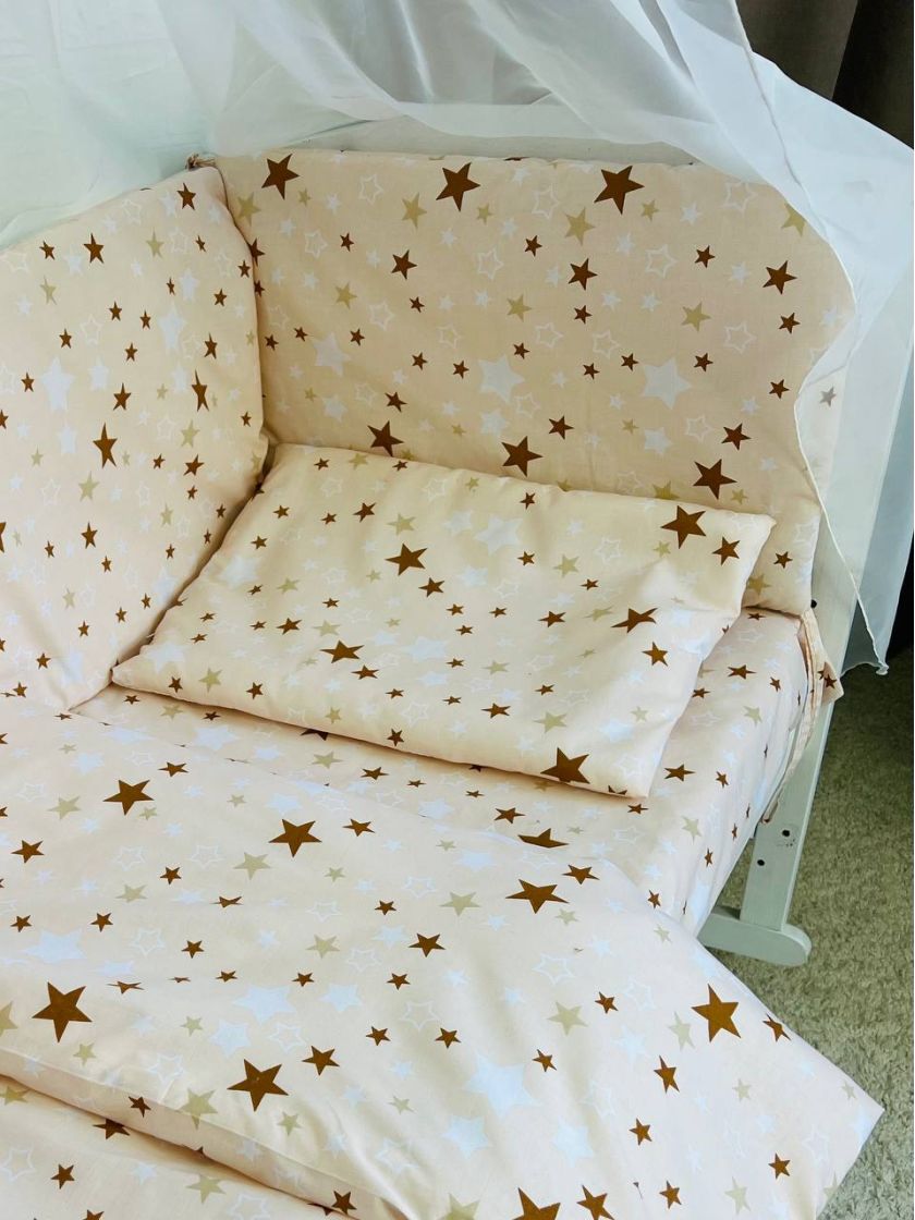 ❤ Набір у ліжко 9в1 суцільні. Принт - Зірки бежеві на бежевому (#46045016) ✓ Anna Konvert