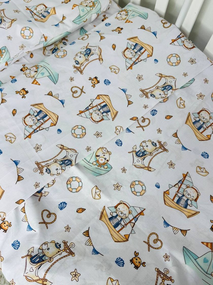 ❤ Змінна дитяча постіль, розмір підковдри 140 см на 110 см. Принт - Ведмедик на кораблі (#93776853) ✓ Anna Konvert