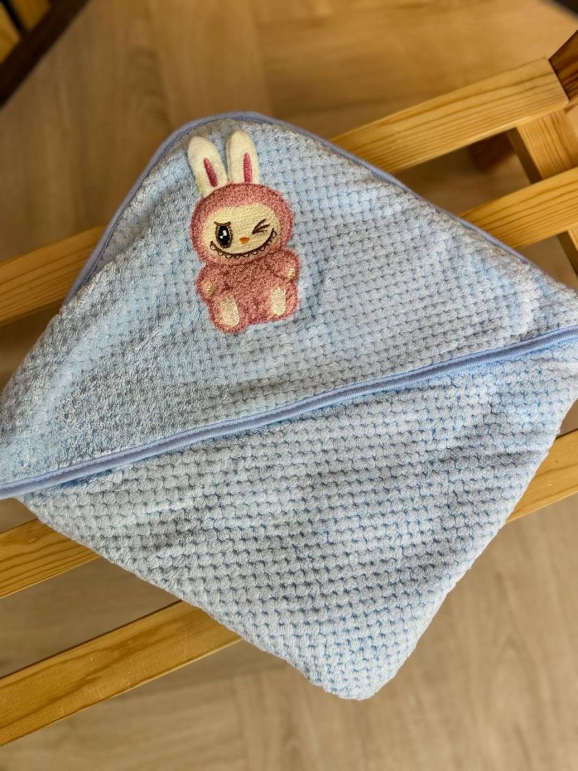 ❤ Рушник-кутик, дитячий "Лабубу" 90*90см. Кольори - Блакитний (#30203020) ✓ Anna Konvert