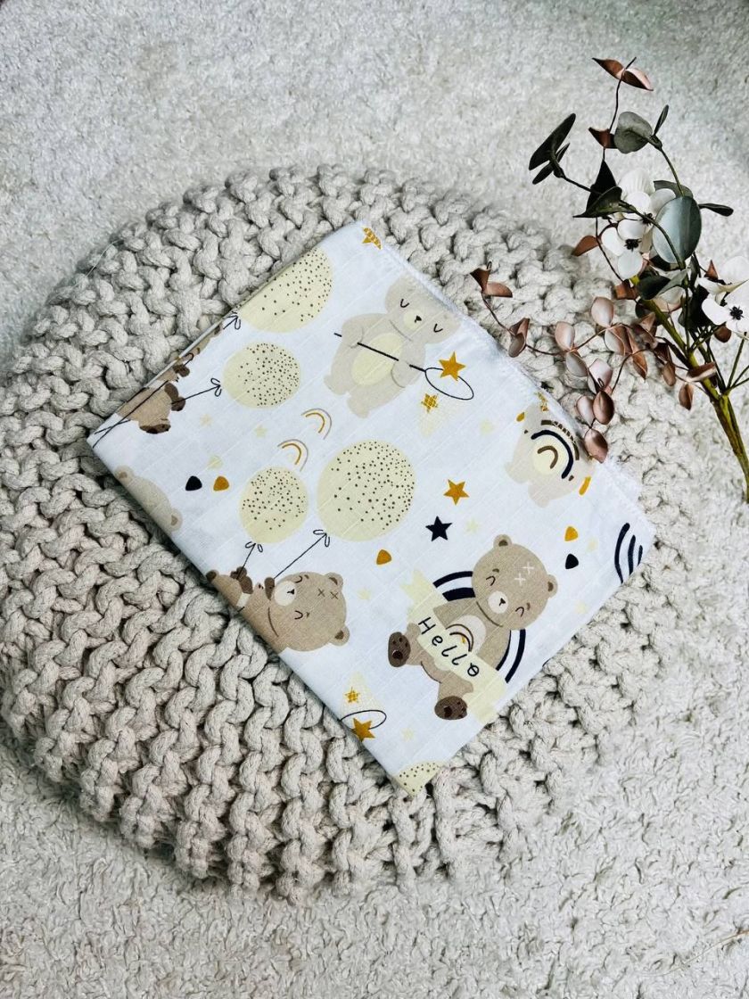 ❤ Пелюшки муслінові двохшарові, 100см на 80см. Принт - Ведмідь з веселками (#96335843) ✓ Anna Konvert