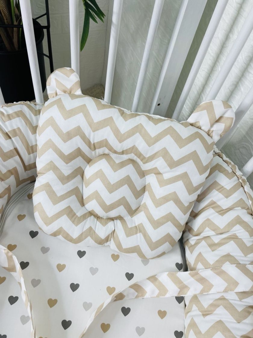 ❤ Кокон-гніздечко з ручками. Принт - Серця різні, зигзаг (#60746623) ✓ Anna Konvert