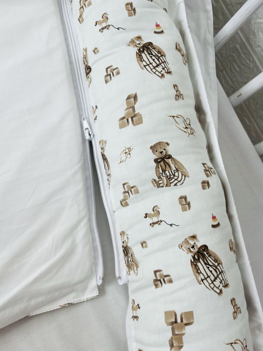 ❤ Кокон-гніздечко з ручками. Принт - Ведмідь в штанцях, молочний однотон (#12616106) ✓ Anna Konvert