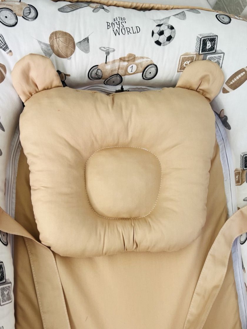 ❤ Кокон-гніздечко з ручками. Принт - Ретро автівки, бежевий однотон (#33899243) ✓ Anna Konvert