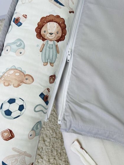 ❤ Кокон-гніздечко з ручками. Принт - Левеня в штанцях, сірий однотон (#31992996) ✓ Anna Konvert 2