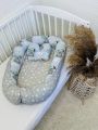 ❤ Кокон-гніздечко з ортопедичною подушкою. Принт - Ведмедик Тедді з зірками, бірюзова кепка (#98281279) ✓ Anna Konvert
