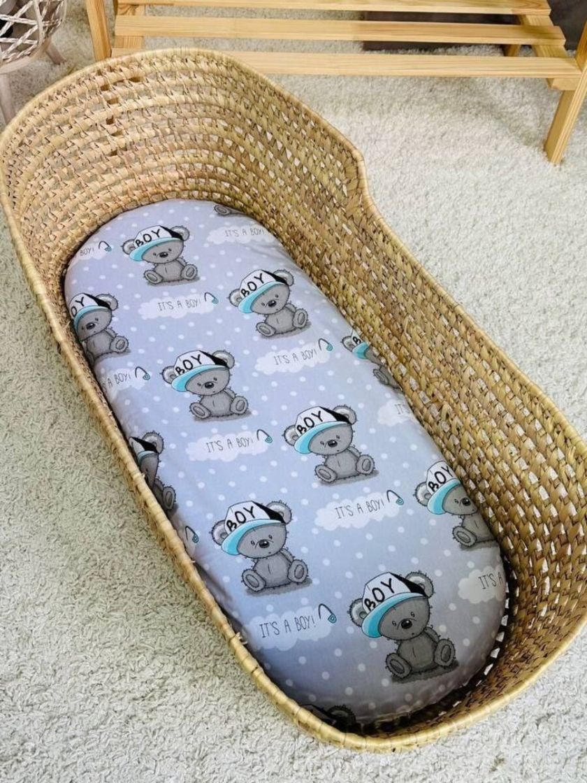 ❤ Простирадло непромакаюче у візочок на гумці. Принт - Ведмідь в кепці на сірому It's a boy (#16451454) ✓ Anna Konvert