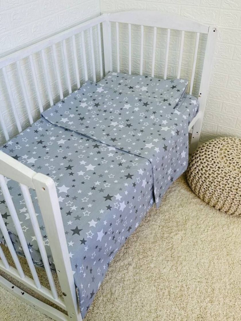 ❤ Змінна дитяча постіль, підковдра 110см на 90см. Принт - Зірки різні на сірому (#19497913) ✓ Anna Konvert