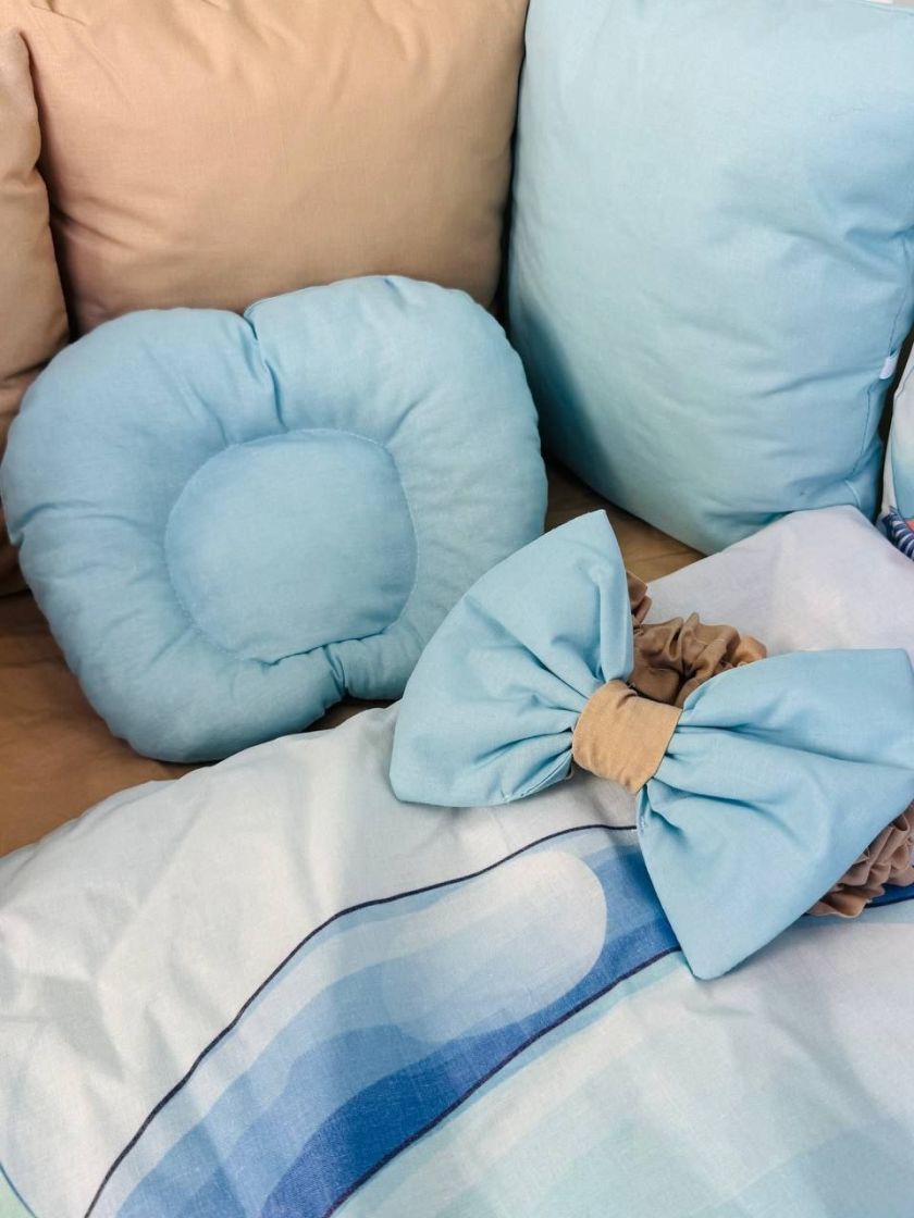 ❤ Набір "Бавовняний" з косою на 4 ту сторону. Колір - Динозаврики, бежево-блакитний (#19334456) ✓ Anna Konvert