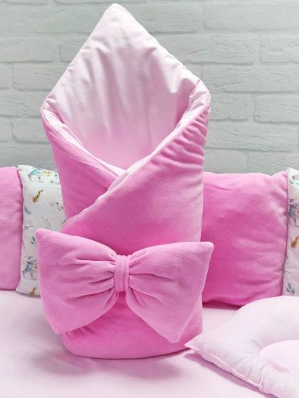 ❤ Набір на 3 боки велюр Elliz. Колір - Рожевий зайки з велосипедом (#78070090) ✓ Anna Konvert 2