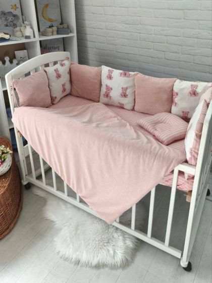 ❤ Набір на 3 боки велюр Elliz. Колір - Персиковий з ведмедиком тедді (#9693227) ✓ Anna Konvert